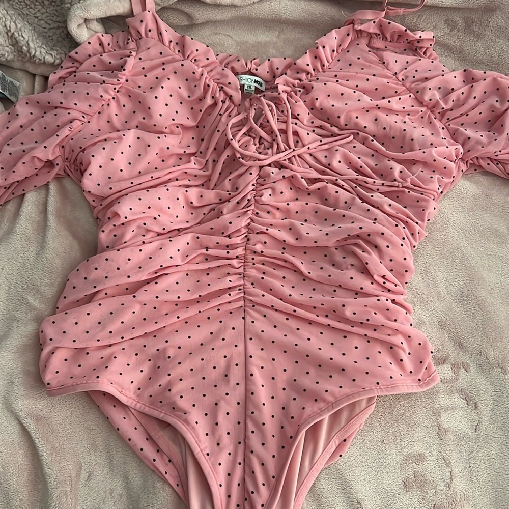 Fashion Nova Ruffle Pink Bodysuit